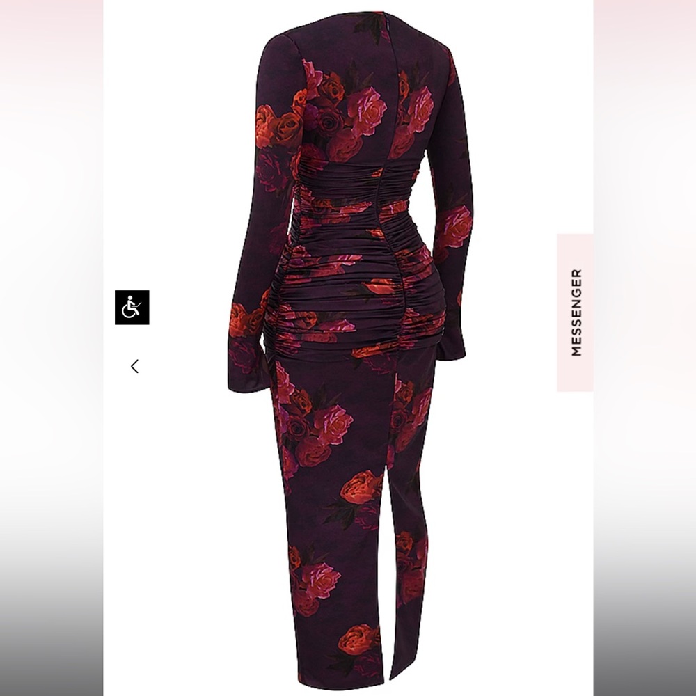 House of CB Lanetta Ruched Long Sleeve Maxi Dress Romantic Floral - Picture 6 of 9